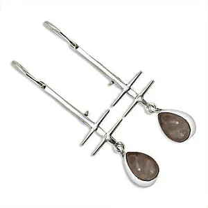 Pendientes de gota de cuarzo plateados para mujer, clásicos, de aleación, ideales para fiestas, regalo de moda - Product Image 2
