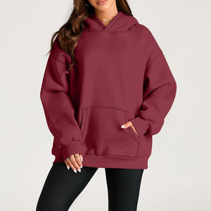 Sweats à capuche pour femmes décontractés brodés à impression personnalisée Sweatshirts 100% coton Streetwear Sweats à capuche d'automne tissés surdimensionnés et écologiques - Product Image 4