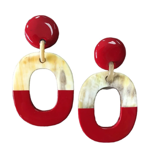 Pendientes de gota acrílica para mujer, aretes colgantes semicirculares redondos ovalados de resina Vintage - Product Image 2