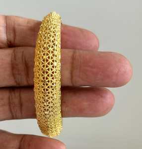 Unique Gold Tribal Brass Bangles Bold Statement Elegant Floral Motif Design Fashionable Free <b>Form</b>-Durable Customizable for - Product Image 3