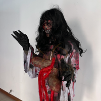Masque de zombie fantôme animatronique avec vêtements d'horreur pour Halloween pour les maisons hantées, les centres commerciaux, les aéroports, les garderies et les jardins d'enfants