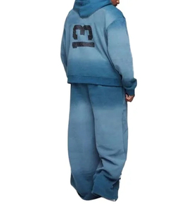 Conjunto de Sudadera y Pantalones de Forro Polar Liso para Invierno, 2 Piezas, Pantalones Acampanados, Sudadera con Capucha y Cordón, Ajuste Regular Ligero para Hombre - Product Image 2