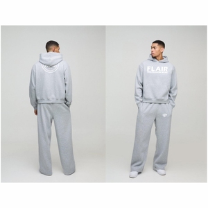 Sweat à capuche pour homme en molleton 100% coton, écologique, coupe oversize, motif uni, hiver, avec logo personnalisé brodé, effet vieilli vintage - Product Image 1