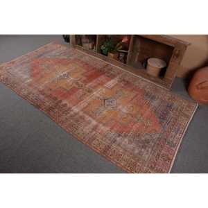 Alfombra turca Vintage de 4x8,3 pies, Alfombra de lana tejida plana naranja y Beige con respaldo de látex para decoraciones de sala de estar - Product Image 3