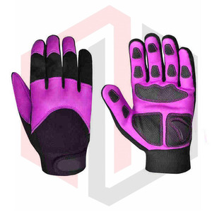 Gants de mécanicien unisexes en coton avec paume en cuir synthétique PU et anti-vibration pour le soudage et l'assemblage industriels - Product Image 2