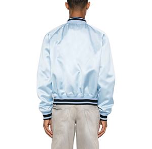 Venta al por mayor de chaqueta universitaria de satén con logotipo personalizado para hombres, transpirable, reversible, Hip Hop, bombardero de béisbol, estilo universitario Letterman - Product Image 2