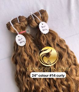 Vente en gros de 100% qualité supérieure 24 ''paquets de cheveux humains bouclés à cuticule alignée frontal naturel #14 vague de cheveux humains bruts - Product Image 4
