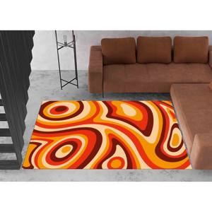 Tapis à motifs orange Groovy : Décoration moderne pour la maison, Tapis imprimé, Tapis en chenille - Product Image 4