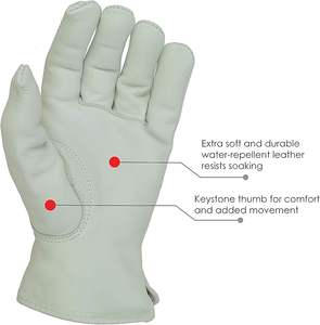 Gants de travail en cuir de vachette pour hommes et femmes avec texture de grain Gants de jardinage renforcés et durables résistants aux perforations et aux coupures - Product Image 2