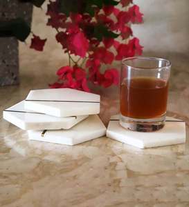 Dessous de verre de thé en marbre personnalisé de haute qualité avec conception en forme de coeur meilleure décoration de table de bureau à domicile d'Inde - Product Image 6