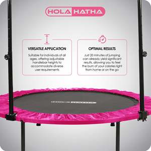 HolaHatha 48 Inch Pink Mini Fitness <b>Trampoline</b> Safe Outdoor Inflatable with Adjustable Handle Foldable Design - Product Image 4