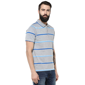 เสื้อโปโลคอปกสองปลายแขนสั้นลายทางแบบกำหนดเองได้เข้ารูปคลาสสิกของผู้ชาย2025 - Product Image 4