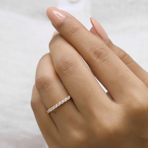 0,32 TW Lab creado Marquesa corte diamante media eternidad banda minimalista anillo de bodas para mujeres anillos de piedras preciosas apilables a juego - Product Image 6