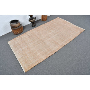 Alfombra Beige clásica moderna de lana hecha a mano de 3,8x6,7 pies con respaldo de látex de piel de conejo sintética patrón de retazos estilo turco Vintage - Product Image 2