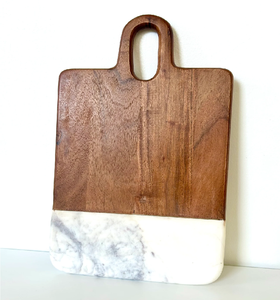 Planche à découper en bois d'acacia et marbre blanc pour usage domestique, restaurant, hôtel, fromage, charcuterie - Product Image 1