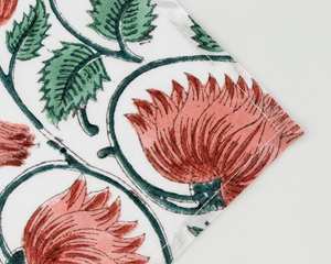 Servilletas de tela de algodón Floral indio hechas a mano de tendencia 2025, luz Coral ligera, cuadrado verde ruso, 20x20, tamaño de cena, bloque impreso - Product Image 3