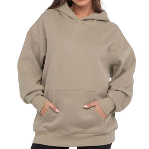 Sweat à capuche surdimensionné en molleton de coton avec cordon de serrage pour femme, style streetwear - Product Image 3