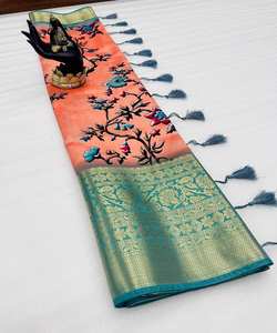 Georgette Saree avec filet Travail de mariée pour Fancy Party Wear Femmes Mariage Saree - Product Image 6