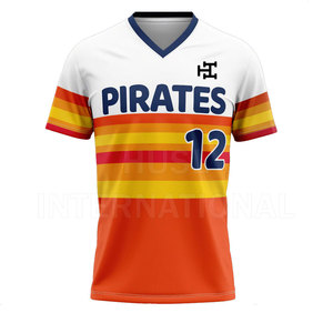 Vente en gros de maillots de baseball en polyester respirant à séchage rapide, col en V, manches courtes, de haute qualité et bon marché pour hommes - Product Image 1