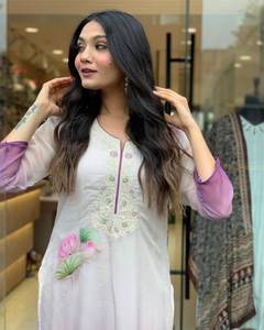 Pure Organza Taby brodé Bollywood Kurta ensemble pour femmes Chanderi bas Organza Dupatta pour fête mariage porter indien Salwar - Product Image 6