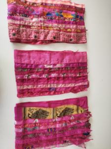 แผ่นผ้าส่าหรีผ้าไหมสีชมพูวินเทจทำด้วยมือผ้าพันคอแบบกลับด้านได้พร้อมผ้าพันคอยาวลายทางหลากสี - Product Image 6
