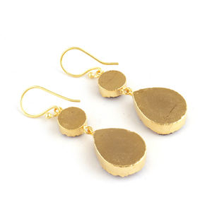 Pendientes colgantes de azúcar azul natural para mujer, de oro de 24 quilates, electrochapado, para boda, compromiso, joyería - Product Image 3