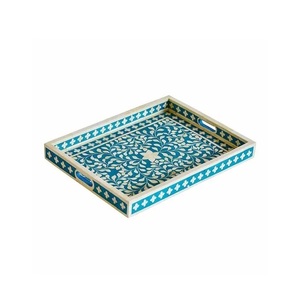 Plateau de service artisanal en os incrusté, finition premium, pour l'heure du thé, à prix abordable. Plateau élégant en os incrusté par CRAFT ZONE EXPORT. - Product Image 3