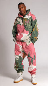 Ensemble sweat-shirt et pantalon de jogging à col montant, coupe ample, sublimation, pour homme, streetwear d'hiver, survêtement en polaire, pantalon en polaire ample pour homme - Product Image 4