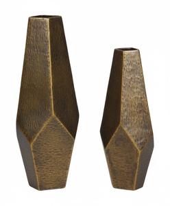 Jarrón de Flores Geométrico de Metal con Acabado de Latón Antiguo para Decoración de Hogar de Lujo, Centro de Mesa de Hotel, Decoración de Bodas - Product Image 1