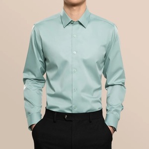 เสื้อแขนเต็มแบบเรียบของผู้ชายเสื้อระบายอากาศได้ดีเสื้อ100% ผ้าฝ้ายออร์แกนิก - Product Image 1