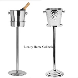 Decor Different Design Metal <b>Standing</b> Wine Bucket and Ice Cooler and Chiller Silver Color Aluminium Cast Handcrafted Supplies - Product Image 1