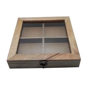 Joyero cuadrado de madera más vendido con tapa de vidrio Joyero de madera más vendido para decoración del hogar y regalos - Product Image 1