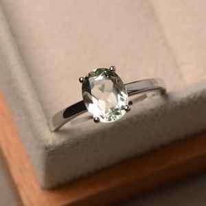 Anillo de Amatista Verde, Piedra Preciosa, Plata de Ley 925, Joyería Hecha a Mano, Regalo de Piedra Natalicia de Febrero para Mujer - Product Image 1