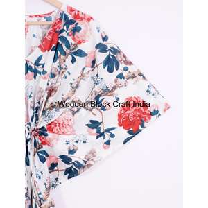 ชุดคาฟทันผ้าฝ้ายอินเดีย 100% ผ้าฝ้าย ชุดคลุมสไตล์โบฮีเมียน ชุดลำลองฤดูร้อน ชุดนอน ชุดคาฟทันสำหรับผู้หญิง เหมาะสำหรับเป็นของขวัญ - Product Image 3