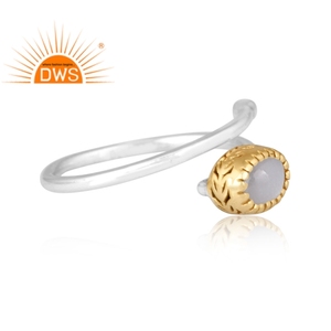 Anillo ajustable de piedra de luna gris Natural de plata de ley fina de Venta caliente, fabricante de joyería personalizada - Product Image 3