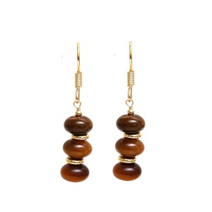 Handcrafted Tiger Eye Gemstone <b>Earrings</b> with Gold Round Spacer Beads & Gold-Plated Hook Dangle <b>Earrings</b> - Product Image 2