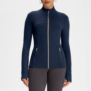 Veste de yoga et de fitness à manches longues pour femme, coupe ajustée, respirante, fermeture éclair intégrale, fermeture éclair dorée - Vêtements de sport actifs, entrepôt américain à l'étranger - Product Image 5