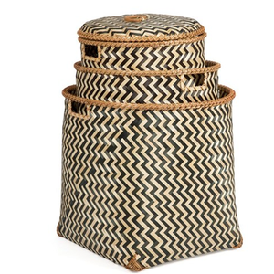 ชุดตะกร้าสานลายทาง3ชิ้นจากเวียดนาม,ตะกร้าเก็บของทำจากไม้ไผ่ - Product Image 6