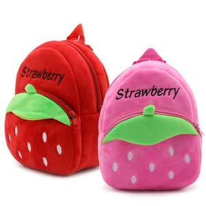 T3DLED Strawberry Plush <b>Backpack</b> Large Softback Zipper Closure Casual School Bag Fruit Pattern PU Material - Product Image 6