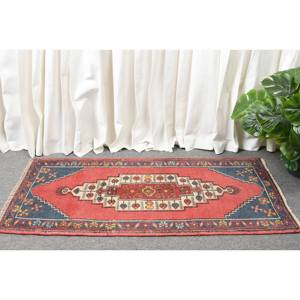 Turkish Kilim <b>Rug</b> 1.8 X 3.5ft Red <b>Black</b> Flat Weave Area <b>Rug</b> with Latex Backing Patchwork Pattern for Hallway or Room Decor - Product Image 2