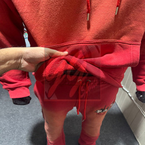 Conjunto de chándal para hombre 400GSM Stone Wash 100% algodón Regular Fit Joggers con Sudadera con capucha Boxy Fit de gran tamaño Chándales más vendidos - Product Image 5