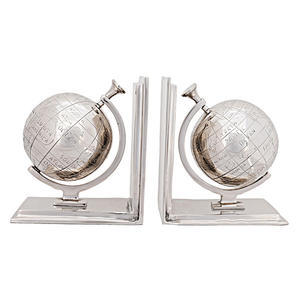 Ensemble de deux serre-livres en aluminium, globe terrestre décoratif, affichage de la carte du monde, 17,1Lx11,4Lx19,7H cm - Product Image 1