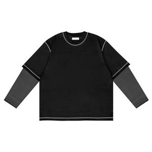 NUEVO 2024 OEM camiseta de peso pesado personalizada Camiseta de manga larga de doble capa Lisa para hombres - Product Image 2