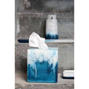 Porte-mouchoirs en résine de qualité supérieure avec un design effet marbre pour un environnement moderne et élégant à la maison ou au bureau - Product Image 1