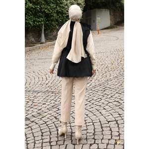 Chaleco Casual de Piel de Zorro Negro 19372 con Cinturón, Patrón a Rayas, Decoración de Botones Vintage, Prenda Exterior de Piel Auténtica con Estilo Patchwork - Product Image 4