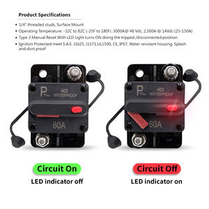Hi-Amp <b>Circuit</b> <b>Breaker</b> with LED Indicator 60A - Product Image 3