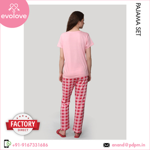 Bio Washed 100% algodón suave vestido de noche para mujer Conjunto de pijama superventas XL ropa de Salón Primavera Top muesca calidad Jersey de punto - Product Image 6