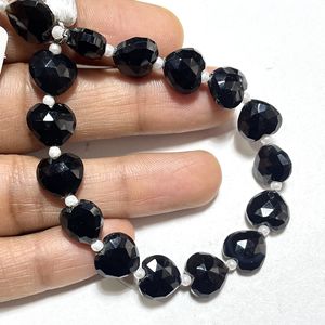 Wholesale 10MM Natural <b>Black</b> Onyx Faceted Briolette <b>Heart</b> Shape Beads Vertical Drill Stone Beads - Product Image 2