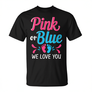 T-Shirt Personalizzabile per Baby Shower, Rosa o Blu, con Scritta 'Ti Amiamo', Maglietta Promozionale per Occasioni Speciali - Product Image 2