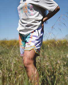 2025แฟชั่นฤดูร้อนย้อนยุคขายดีโพลีเอสเตอร์สีสดใสตาข่ายพิมพ์ซับลิเมชันชายหาด shortsddp จัดส่ง - Product Image 5